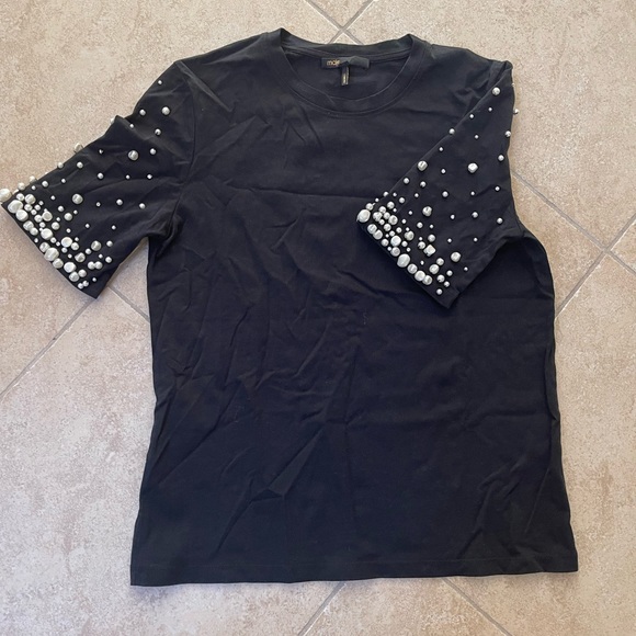MAJE PEARL EMBELLISHED TSHIRT, size 1❗️FIRM PRICE❗️ - Picture 2 of 4